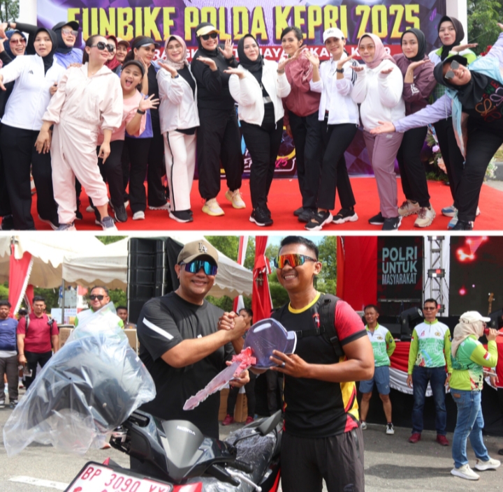 Masyarakat Bersama Polda Kepri Meriahkan Gelar Fun Bike, Dalam Rangka Hari Bhayangkara ke-79