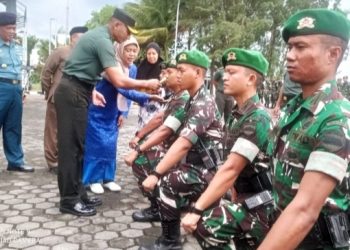 Upacara Penerimaan Pasukan Yon TP 849 Beladau Sakti, Kasrem 033/WP Pimpin Acara.