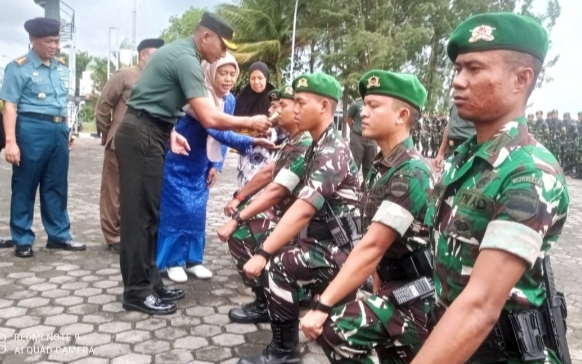 Upacara Penerimaan Pasukan Yon TP 849 Beladau Sakti, Kasrem 033/WP Pimpin Acara.