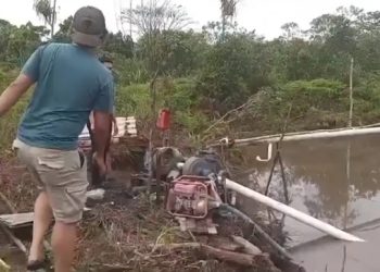 Tim Unit Tipiter Satreskrim Polres Bintan Saat Melakukan Tindakan Pengamanan Atas Adanya Aktivitas Tambang Pasir Ilegal