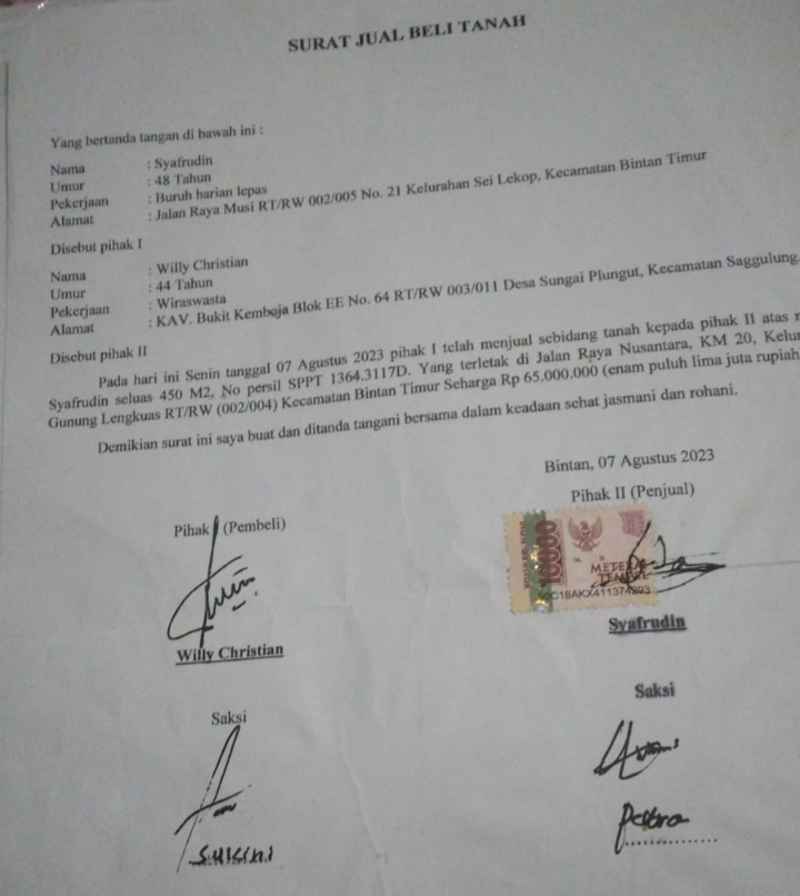 Lagi-Lagi Tersangka, Dugaan Mafia Tanah Dilaporkan Warga Bintan Dalam Kasus Berbeda