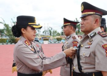Gelar Sertijab Kapolsek Gunung Kijang Dan Teluk Bintan, di Pimpin Langsung Kapolres Bintan