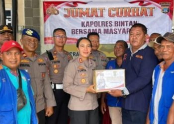 Kapolres Bintan, Yunita Stevani: Tekankan Pentingnya Keamanan Dan Kerjasama, di Acara Gelar Jumat Curhat Bersama TKBM